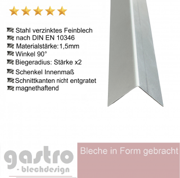 Stahl-Kantenschutzprofil, Oberfläche verzinkt, 1,5 mm